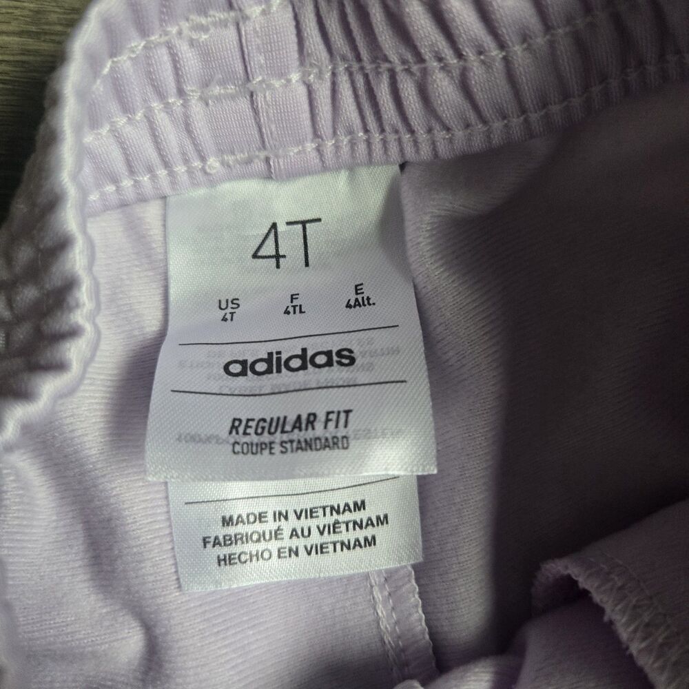 Lavender Adidas 2‑Piece Tracksuit Set 4T Jacket Pants Purple Stripes Athleisure - Picture 16 of 16